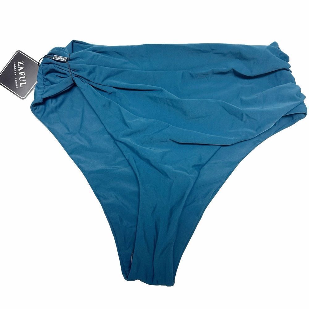 ZAFUL Blue High-Waisted Bikini Bottom